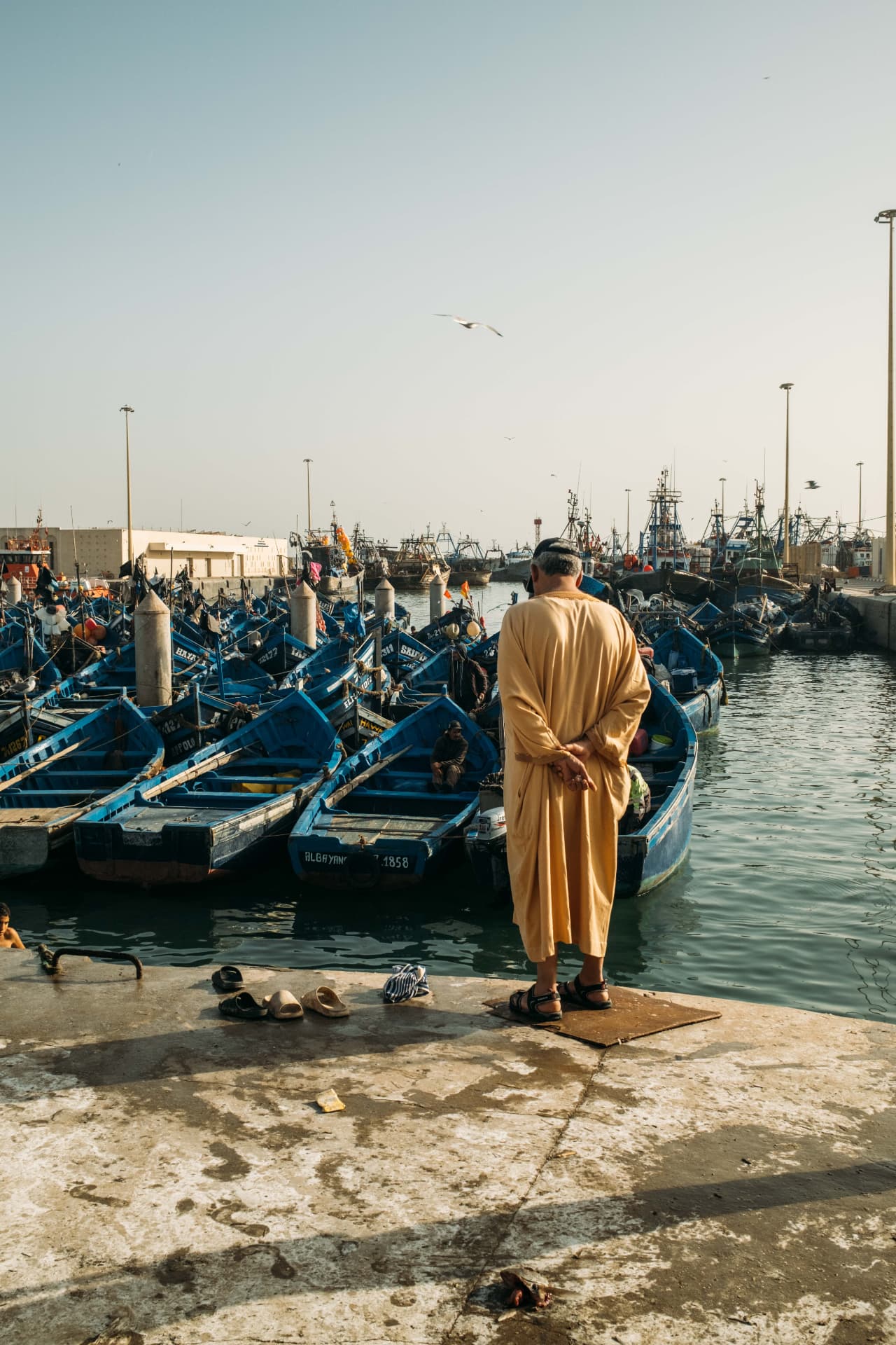 Barques bleues dans le port d'Essaouira